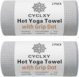 2 Pack Hot Yoga Towel with Grip Dot，Stickyfiber Yoga Mat Towels Non Slip for Hot Yoga,Absorbent Microfiber Sweat Anti-Slip Cover,Bikram,Pilates,Exercise,Fitness