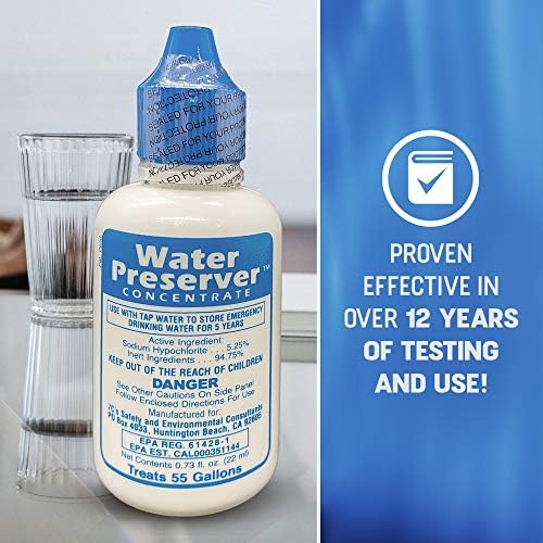 55 Gallon Water Preserver Concentrate (5 years) Water Treatment Drops - Water Treatment For Drinking Water - Mayday Emergency Drinking Water - Defiance Fuel Water - Earthquake Water, Emergency Storage