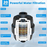 Hibbent All Metal 10'' Dual Filtered Rainfall Shower Head Combo, High Pressure Handheld Shower Head with 16'' Adjustable Extension Arm, 20 Stage Shower Filter, 10-spray, 71'' Shower Hose, Matte Black