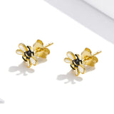 BABAMIA 925 Sterling Silver Bee Earrings For Girls Hypoallergenic Earrings Stud For Women Cute Jewelry Gift (Bee)
