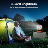Battery Operated Camping Fan, 20000mAh Rechargeable Portable Fan, 4 Speed Outdoor Fan with LED Light and Hook for Tent Car Travel Jobsite Fishing Outdoor Hurricane Power Outage