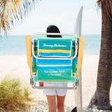 Tommy Bahama 5-Position Classic Lay Flat Backpack Beach Chair with Cooler and Cup Holder, Portable Folding Beach Chair for Tanning, Pineapple Stripe