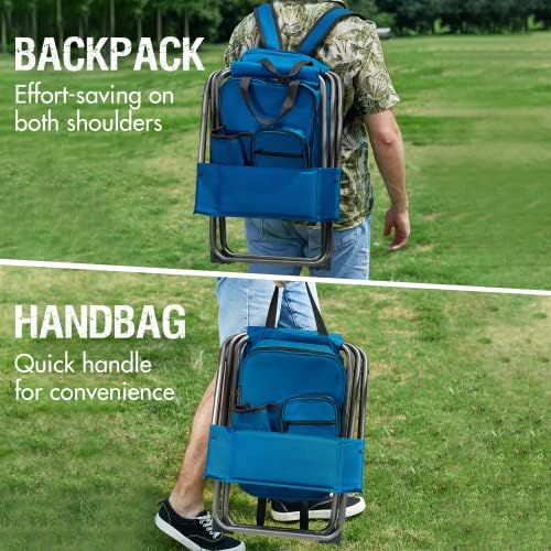 PORTAL Backpack Cooler Chair Fishing Chairs with Backrest Folding Camping Stool Compact for Outdoors Hiking Hunting Travel, Supports 225 lbs