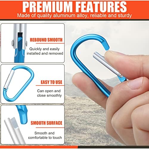 Shimeyao 180 Pcs 1.8" Small Aluminum Clip Keychain Buckle Clip Bulk Mini Aluminum D Ring Shape Small Lock Spring Snap Hook