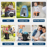Portable Toilet for Adults, Retractable Porta Potty for Camping with Toilet Paper Holder and Lid, Foldable Toilet Adjustable Height for Camping, Hiking, Fishing, RV Travel, Road Trips