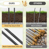 24 Inches Straight Rebar Stakes(20-Pack), 1/2" Diameter Steel Metal Stakes for Garden with Chisel Point End Heavy Duty Ground Anchors for Landscape, Concrete Form, Camping & Trapping Black