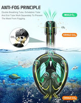 Greatever Full Face Snorkel Mask, Snorkeling Gear for Adults with Latest Dry Top Breathing System and Detachable Camera Mount, Foldable Snorkel Mask Adult, Snorkels Anti-Fog & Anti-Leak