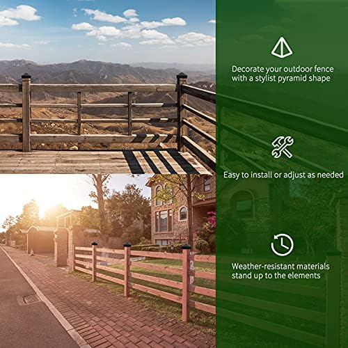 Azdele 4x4 Aluminum Pyramid Post Caps Cover for 4x4 Nominal Wood Post(Actual/True 3.5" x 3.5"), with Matte Finish Powder Coated Surface, for Fence Wood Post of Decks or Corridors(Black, 4 Pack)