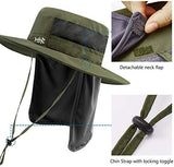 BASSDASH UPF 50+ Sun Fishing Hat Water Resistant with Detachable Neck Flap