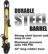 BV Bicycle Pump Durable Bike Floor Pump 17/24 inch Smart Valve Head, 160 psi, Automatically Reversible Presta and Schrader