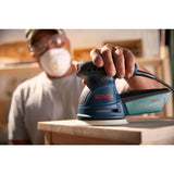 BOSCH ROS20VSC Palm Sander with Vacuum Dust Collector, 2.5 Amp 5 Inch Corded Variable Speed Random Orbital Sander, Polisher Kit with Soft Carrying Bag