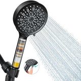 Cobbe Filtered Shower Head with Handheld, High Pressure 6 Spray Mode Showerhead with Filters, Water Softener Filters Beads for Hard Water - Remove Chlorine - Reduces Dry Itchy Skin, Matte Black
