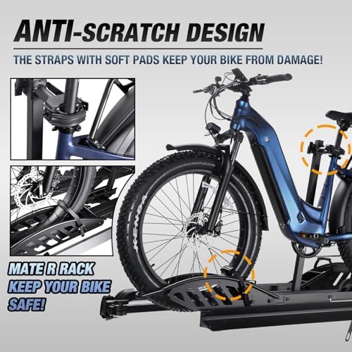 Mate R 2-Bike Rack, Hitch-Mount Platform Electric Bike Rack with Ramp, 200 lbs Capacity, Fits Car, SUV, Truck, RV, Van with 2-Inch Receiver and Up to 5-Inch Fat Tires E-Bike Bicycle