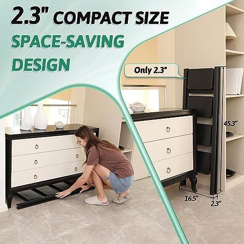 4 Step Ladder Folding Step Stool, Heavy Duty 330 Lbs Load Step Ladders for Home, Tall Kitchen/Closet Stepladder for Adults, Black Small & Lightweight Ladder with Anti-Slip Wide Pedals by OOSOFITT