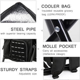 MOZETO Backpack Stool Cooler Chair with Molle Pocket and American Flag Patche, Portable Folding Fishing Stool for Outdoor Walking Hiking Camping