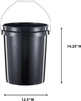 United Solutions 5-Gallon Heavy-Duty Buckets with Snap-On Lids, 6-Pack – BPA-Free, Food-Grade Plastic, Multi-Purpose Storage for Home, DIY, and Job Sites – Black