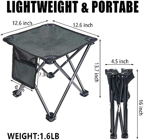 2 Pack Camping Stool Portable, 13.7 Inch Folding Stool for Outdoor Gardening, Fishing, BBQ, Hiking with Carry Bag(400 LBS Capacity)