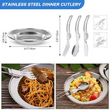 Odoland 16pcs Camping Cookware Set with Folding Camping Stove, Non-Stick Lightweight Pot Pan Kettle Set with Stainless Steel Cups Plates Forks Knives Spoons for Camping Backpacking Outdoor Picnic