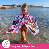 ECCOSOPHY Microfiber Kids Beach Towels & Pouch 60"x30" for Girls & Boys - Quick Dry Pool Towels - Sand Free Beach Blanket for Travel - Camping - Vacation - Toallas Playas