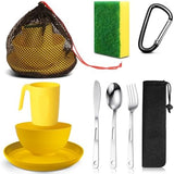 Scout Camping Mess Kit for 1 Person Boy Scout Dishes Set Girl Scout Mess Kit with Mesh Bag Reusable Light Weight Eating Utensils Plastic Camping Cutlery Set for Travel Camp