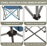 Oversized XL Padded Camping Chair Wide Heavy Duty Lawn Chairs Support 450 LBS Portable Folding Gaint Plus Camp Chair with Side Pocket Cup Holder for Outdoor Outside Sports Baseball Soccer-Blue