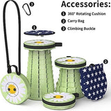 ALEVMOOM Upgraded Telescoping Collapsible Stool with Cushion, Folding Stool with Printing Portable Retractable Foldable Seat Max Load 550lbs for Adults Camping Fishing Outdoor (Daisy)