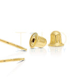 14k Yellow Gold Solitaire Round Cubic Zirconia Stud Earrings Screw-back 2mm