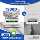 1200D Waterproof Boat Cover - Fits 16' to 18.5' ft Bass, V-Hull, Tri-Hull, Fish & Ski, Runabout Bowrider Boats - Heavy Duty Canvas Gray