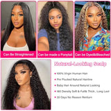 htsly 5x5 Hd Lace Closure Wigs Human Hair Water Wave 5x5 Closure Wig for Women 180 Density Curly Closure Wig Glueless Wet and Wavy Lace Front Wigs Pre Plucked Natural Black 24 Inch