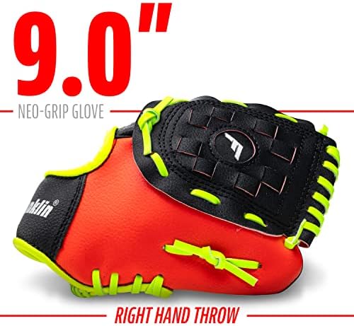 Franklin Sports Youth Teeball Glove - 9.0 Inch Neo-Grip Synthetic Leather Fielding Glove - Left & Right Handed Ready To Play with Ball