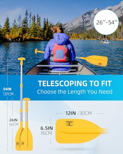 OCEANBROAD Telescoping Emergency Paddle 21''-42''/26''-54'' Aluminium Shaft for Kayaing Boating Canoeing River Tubing