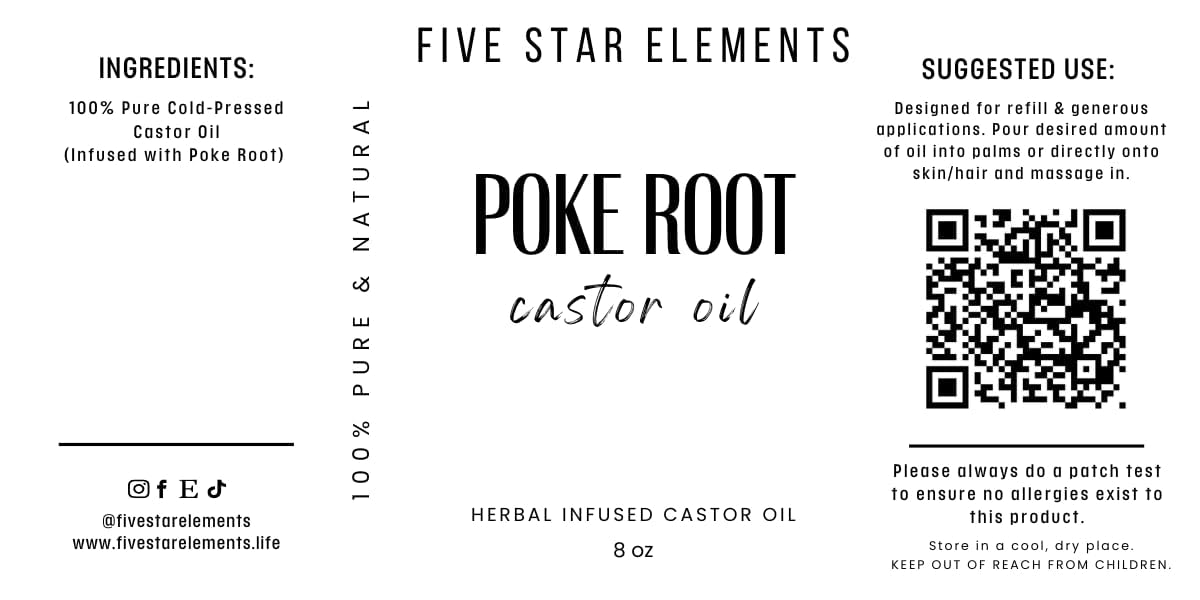 Five Star Elements Poke Root Castor Oil 8 Ounce REFILL