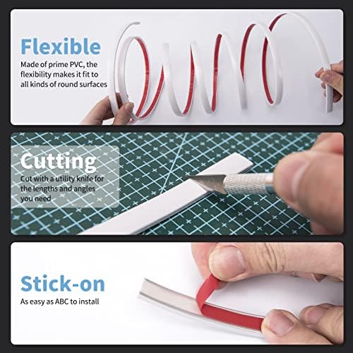 Art3d 30 Ft Peel and Stick Flexible Vinyl Molding Trim for Wall Tile Edges, Kitchen backsplash, Mirrior Frame in Mirror in White
