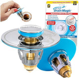 Drain Magic AS-SEEN-ON-TV Replace Broken or Missing Bathroom Drain Stoppers in Seconds, No Tools, Push To Fill, Hair Catcher Prevents Clogs, Watertight Silicone Seal,Chrome Plated Solid Brass