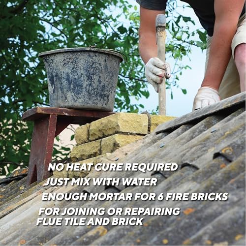 Rutland Dry Mix Refractory Mortar, Masonry & Fire Brick Cement, No Heat Cure Required, Dark Gray, 2550F, 2.5 lb Tub
