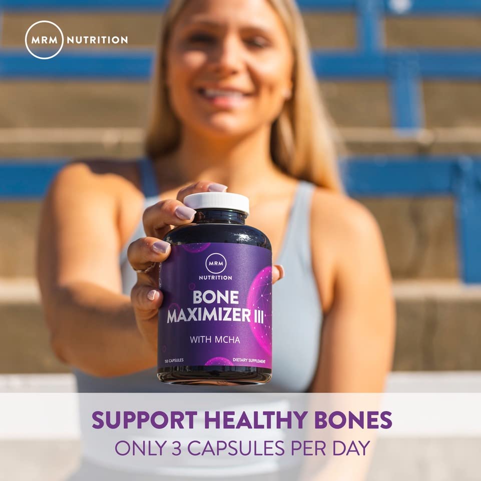 MRM Nutrition Bone Maximizer® III | with MCHA + Vitamin D3 + Vitamin K2 | Bone Health | High Potency | Key Vitamins and Minerals for Bones | 50 Servings