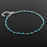 YANARA Blue Turquoise Anklet for Women, Dainty Boho Summer Beach Jewelry for Girls, December Birthstone Handmade Charm Ankle Bracelets Silver Plated 9+1.5 inch Chain, Mother's Day Jewelry For Her