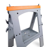 Amazon Basics Rectangular Folding Sawhorse, Collapsible, Folds Flat, 900 Pound Capacity, Set of 2, Orange and Grey