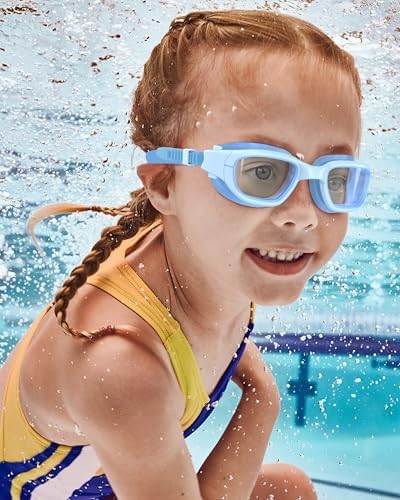 Kids Swim Goggles,Swimming Goggles for Kids 6-14, Anti-Fog UV Protection Pool Glasses for Boys Girls