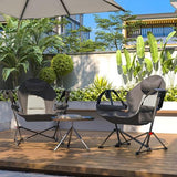 Outsunny Double Hammock Camping Chair, Adjustable Back Folding Rocking Chair Swinging Hammock Chair with Cup Holder, Headrest and Padded Seat for Travel Sports Concerts Lawn Backyard, Gray