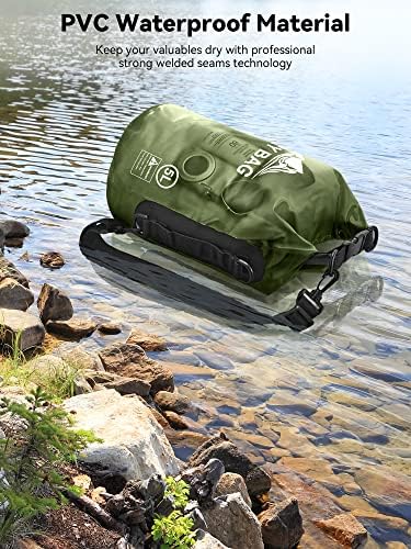 HEETA Dry Bag Waterproof for Women Men, 5L/10L/20L/30L/40L Roll Top Lightweight Dry Storage Bag Backpack with Phone Case for Travel, Swimming, Boating, Kayaking, Camping & Beach, 11 Transparent Colors