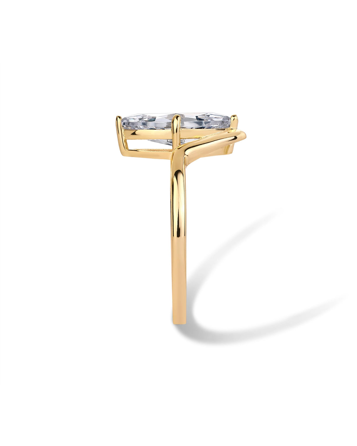 PAVOI 14K Yellow Gold Plated 1.5CT Marquise Cubic Zirconia Bridal Wedding Promise Engagement Ring for Women - Statement Ring - Size 5