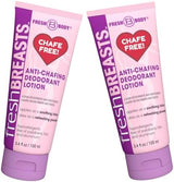 Fresh BREASTS Anti-Chafing Deodorant Cream to Powder for Under Boobs, Inner Thighs - Lotion Made without Talc, Aluminum, Parabens or Added Fragrance - 3.4 Fl Oz (2 Pack)