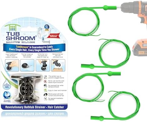 TubShroom Drain Hair Catcher - Matte Black - Fits 1.5-1.75 inch Tub Drains - Drain Protection to Prevent Clogs, Comes with 4 DrainShroom Toss Disposable Drain Snakes