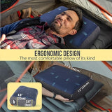 TREKOLOGY Premium Inflatable Camping Pillow with Removable Foam-Padded Case – Noise-Reducing, Ergonomic Design for Outdoor, Backpacking, and Air Travel ALUFT Pro