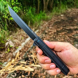 Flipper Pocket Folding Knife,DC53 Steel Blade and G10 Handle. With pocket clip and glass breaker,men's pocket knife hiking trip EDC tool Knife (Black PVD Blade-D)