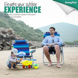 SUNNYFEEL Extra Wide Low Beach Chair 2 Pack 5 Position Lay Flat 500 LBS Heavy Duty, XL Oversized Folding Camping Chairs with Cup Holder for Outdoor/Sand, Portable Backpack Beach Chair for Adults