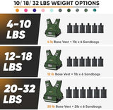 APEXUP Adjustable Weighted Vest, 4-10lb/12-18lb/20-32lb Vest with 6 Ironsand Weights and Large Pocket, Weight Vest for Men Women Strength Training, Running, Walking
