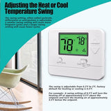 Non-Programmable Thermostat for House, Digital Energy-Saving Home Thermostats, up to 1 Heat/1 Cool Single-Stage Systems (Green Backlight)