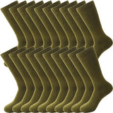 10 Pairs Men's Military Socks - Warm Army Crew Boot Socks in Green for Soldier, Policemen, Firefighter